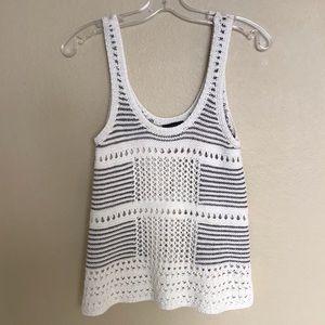 TOPSHOP knit white and grey tank top